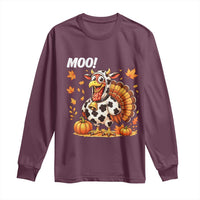Funny Thanksgiving Long Sleeve Shirt Turkey Moo - Wonder Print Shop