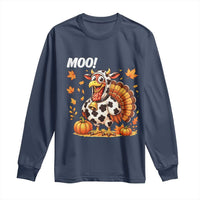 Funny Thanksgiving Long Sleeve Shirt Turkey Moo - Wonder Print Shop