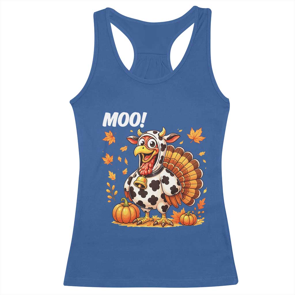 Funny Thanksgiving Racerback Tank Top Turkey Moo - Wonder Print Shop
