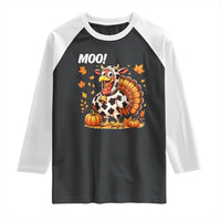 Funny Thanksgiving Raglan Shirt Turkey Moo - Wonder Print Shop