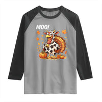 Funny Thanksgiving Raglan Shirt Turkey Moo - Wonder Print Shop
