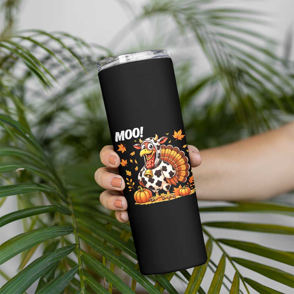 Funny Thanksgiving Skinny Tumbler Turkey Moo - Wonder Print Shop