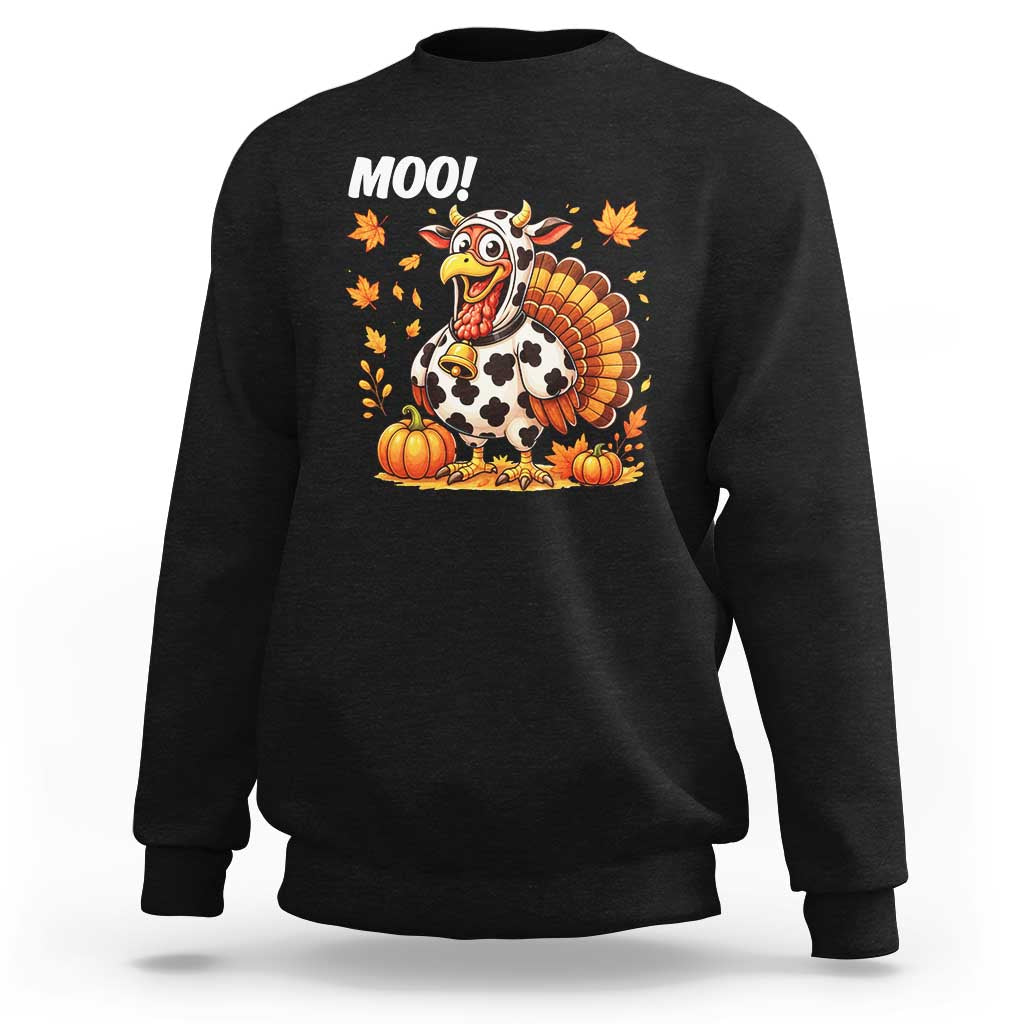 Funny Thanksgiving Sweatshirt Turkey Moo - Wonder Print Shop
