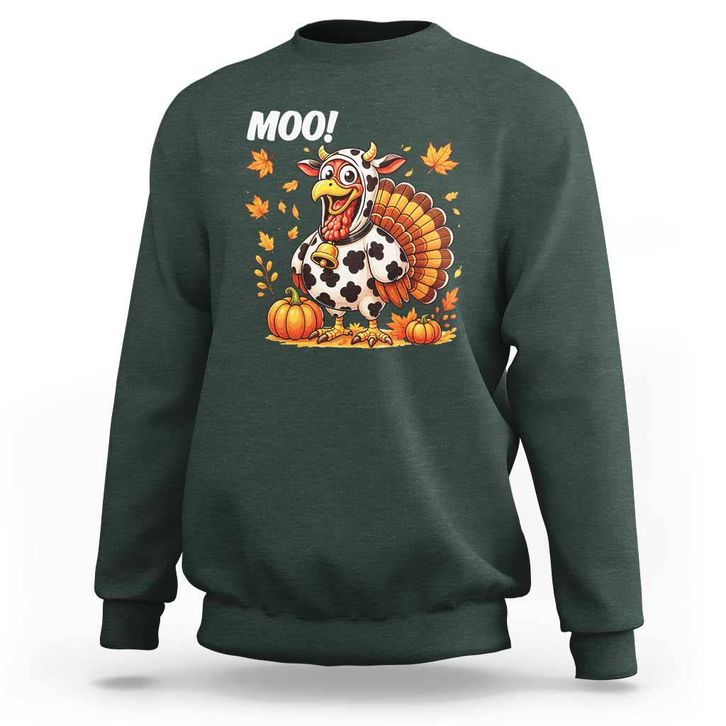Funny Thanksgiving Sweatshirt Turkey Moo - Wonder Print Shop
