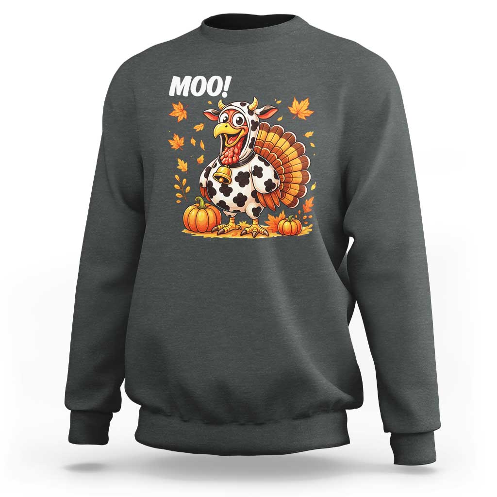Funny Thanksgiving Sweatshirt Turkey Moo - Wonder Print Shop