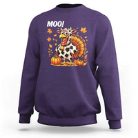 Funny Thanksgiving Sweatshirt Turkey Moo - Wonder Print Shop
