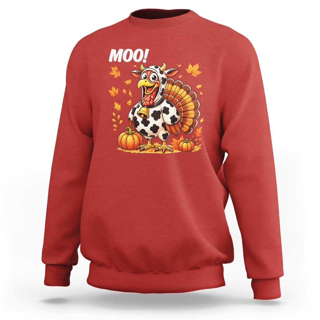 Funny Thanksgiving Sweatshirt Turkey Moo - Wonder Print Shop