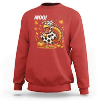Funny Thanksgiving Sweatshirt Turkey Moo - Wonder Print Shop