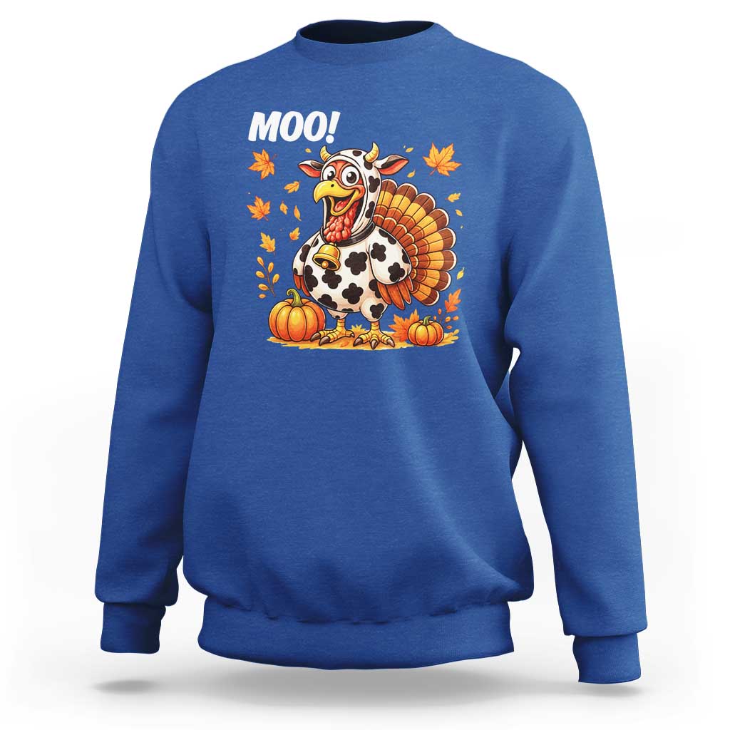 Funny Thanksgiving Sweatshirt Turkey Moo - Wonder Print Shop