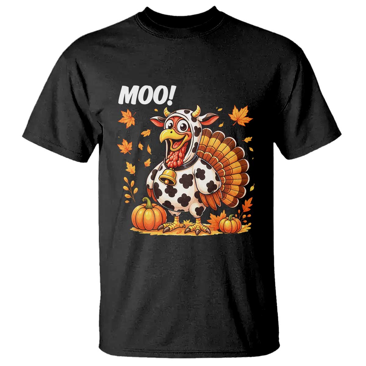 Funny Thanksgiving T Shirt Turkey Moo - Wonder Print Shop