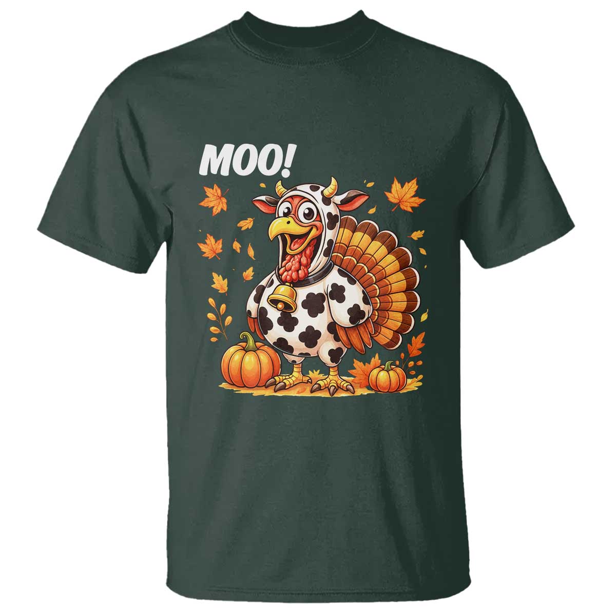 Funny Thanksgiving T Shirt Turkey Moo - Wonder Print Shop