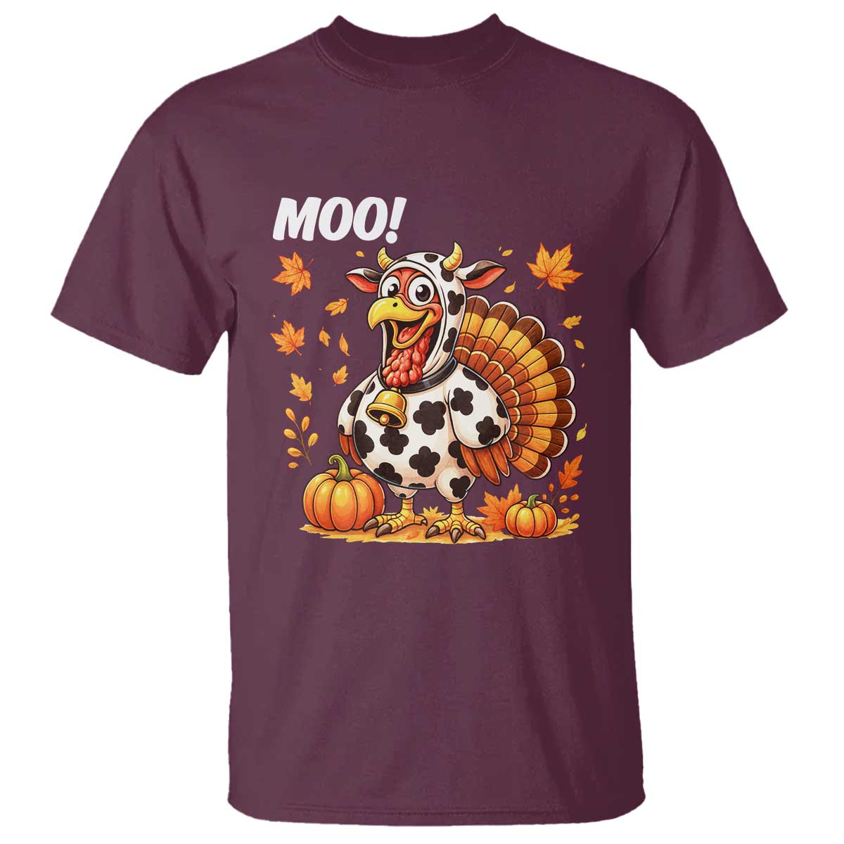Funny Thanksgiving T Shirt Turkey Moo - Wonder Print Shop