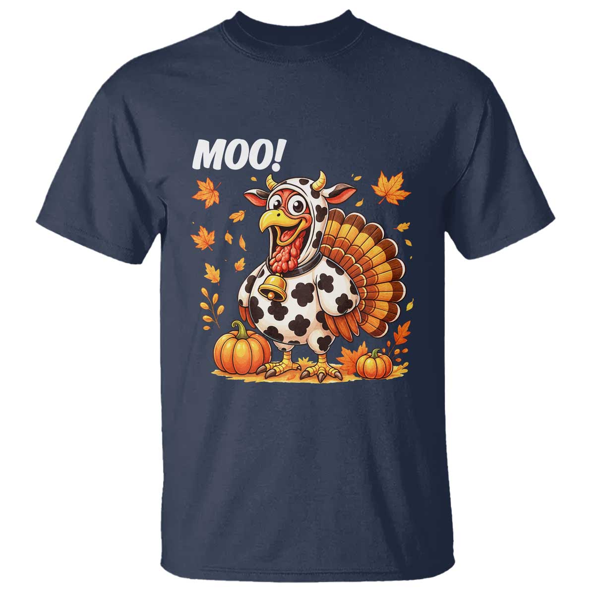 Funny Thanksgiving T Shirt Turkey Moo - Wonder Print Shop