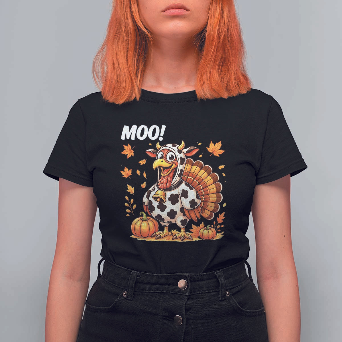 Funny Thanksgiving T Shirt For Women Turkey Moo - Wonder Print Shop