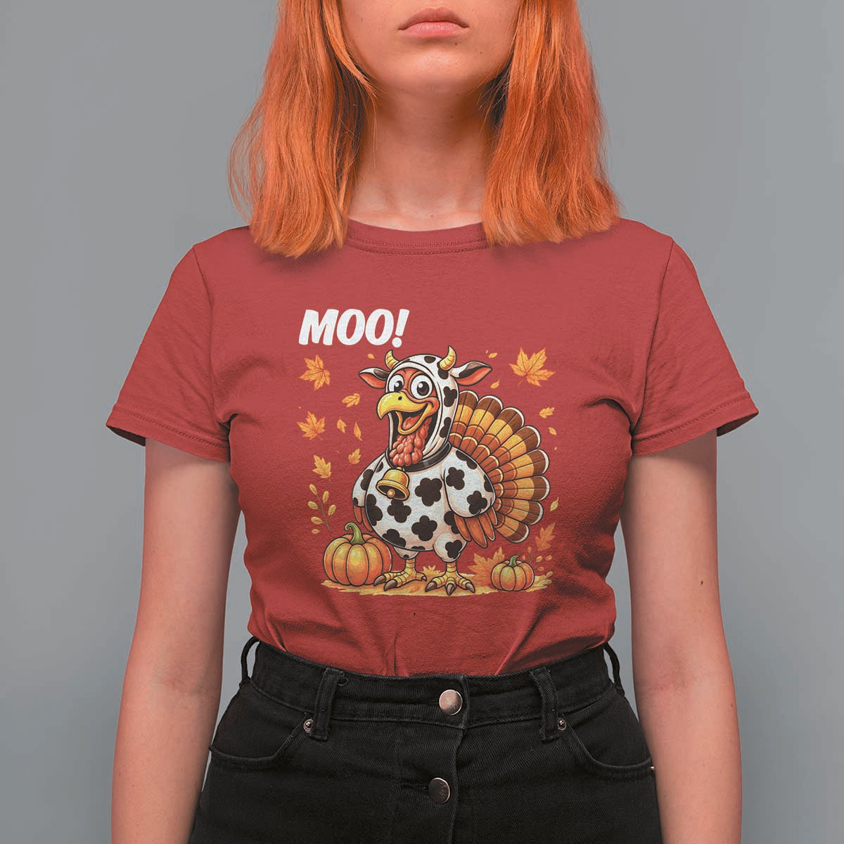 Funny Thanksgiving T Shirt For Women Turkey Moo - Wonder Print Shop