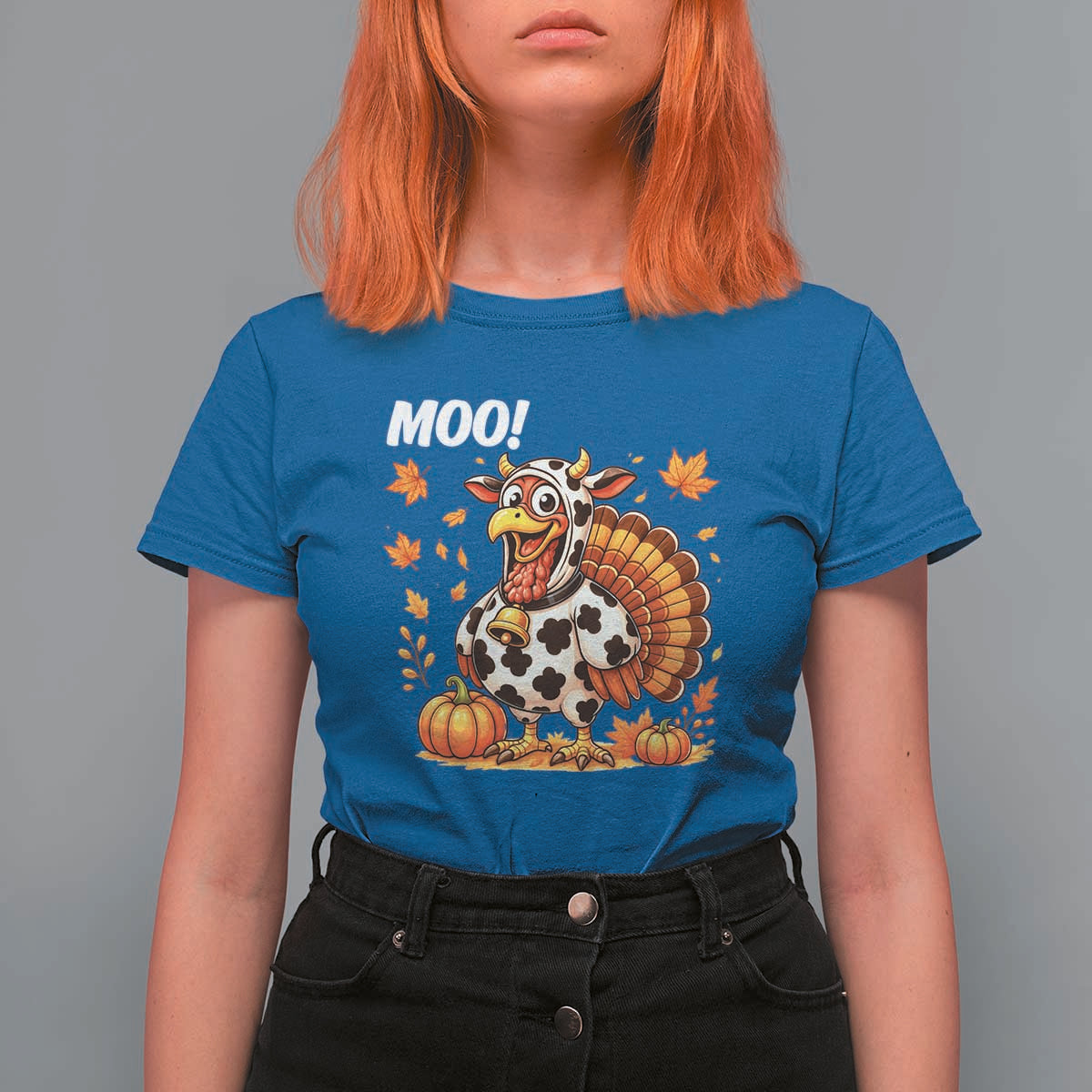 Funny Thanksgiving T Shirt For Women Turkey Moo - Wonder Print Shop