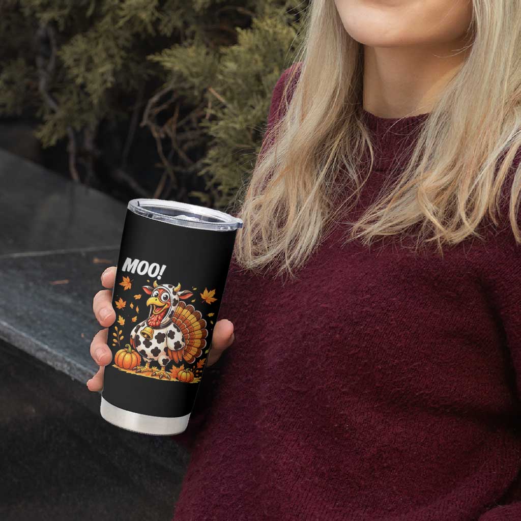 Funny Thanksgiving Tumbler Cup Turkey Moo - Wonder Print Shop
