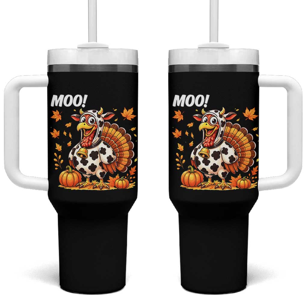 Funny Thanksgiving Tumbler With Handle Turkey Moo - Wonder Print Shop