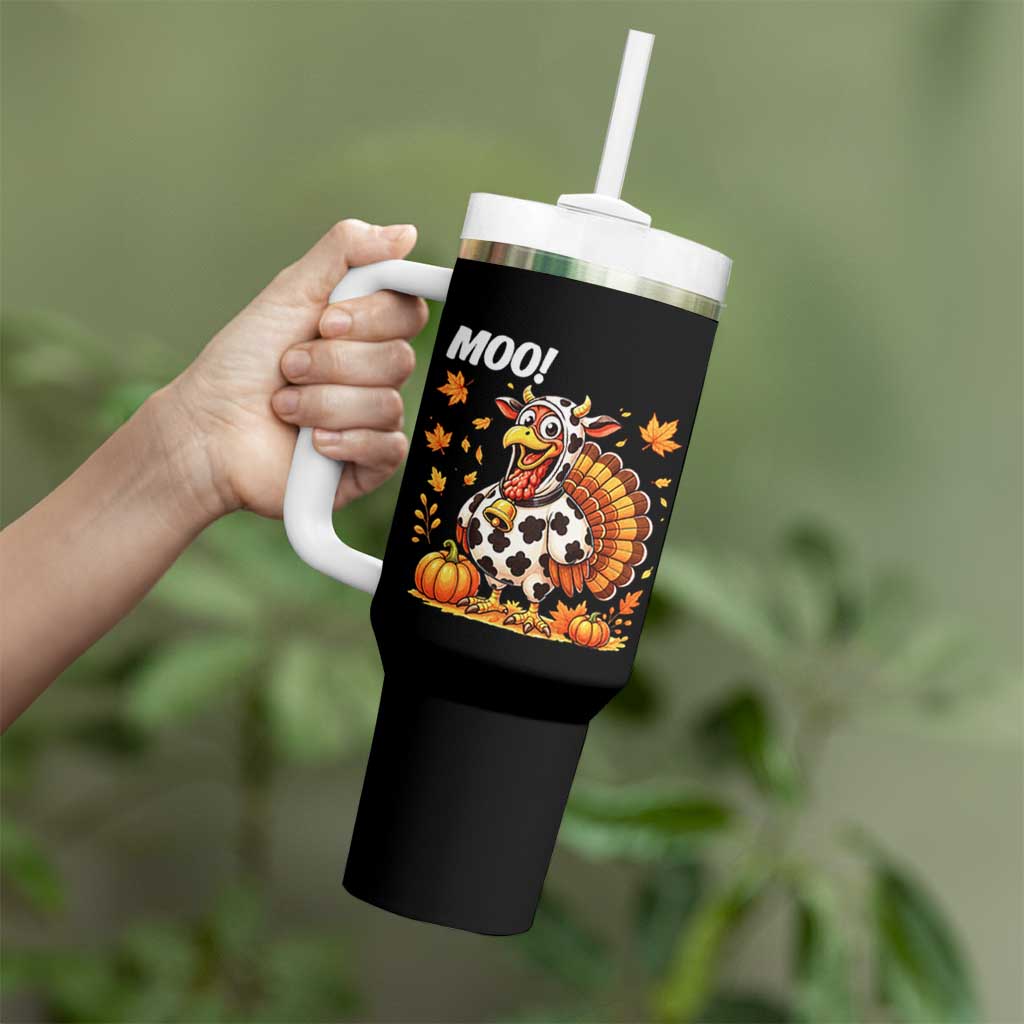 Funny Thanksgiving Tumbler With Handle Turkey Moo - Wonder Print Shop