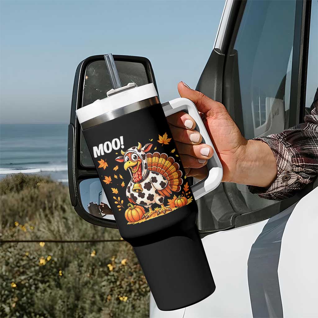 Funny Thanksgiving Tumbler With Handle Turkey Moo - Wonder Print Shop