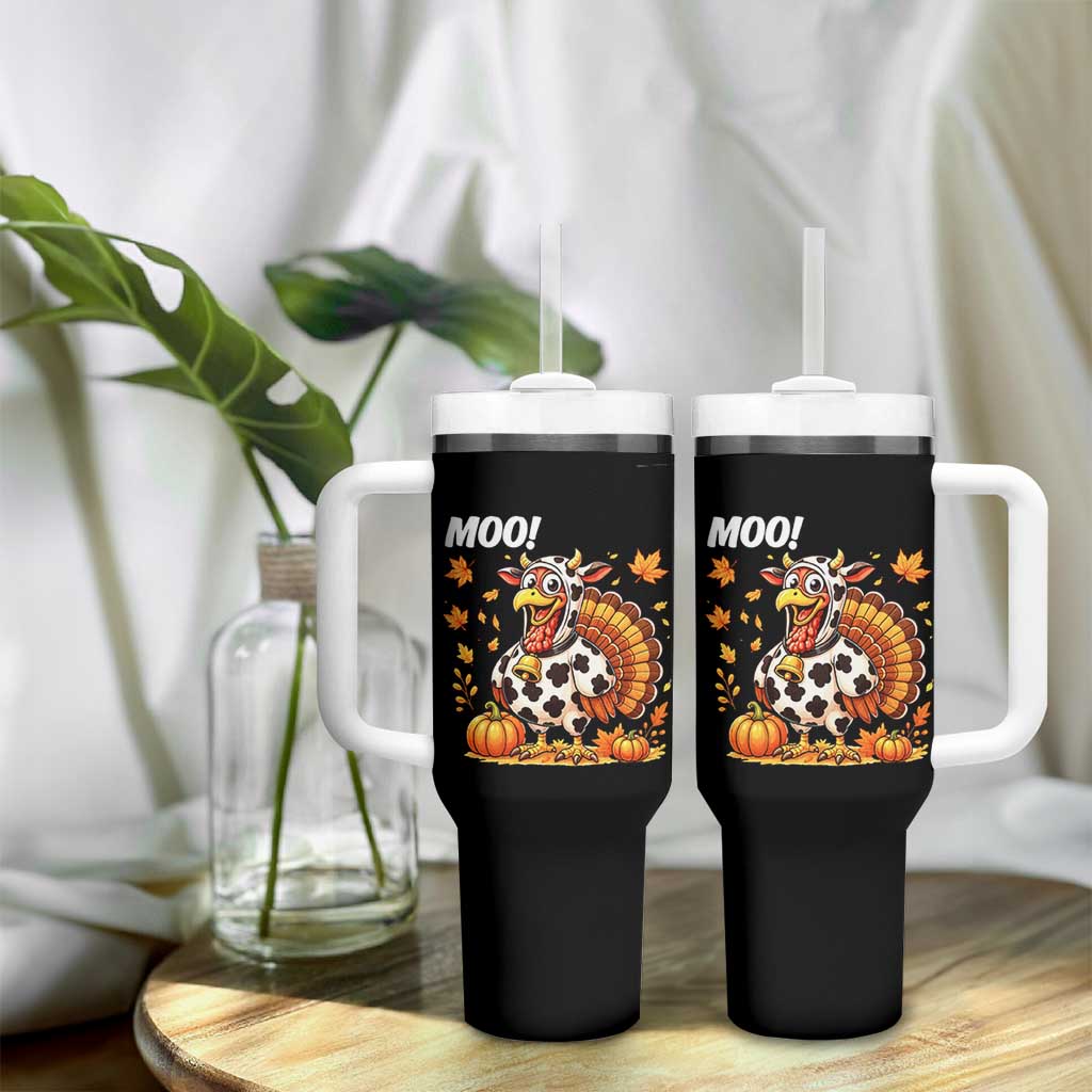 Funny Thanksgiving Tumbler With Handle Turkey Moo - Wonder Print Shop
