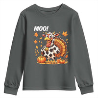 Funny Thanksgiving Youth Sweatshirt Turkey Moo - Wonder Print Shop