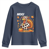 Funny Thanksgiving Youth Sweatshirt Turkey Moo - Wonder Print Shop
