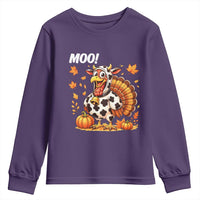 Funny Thanksgiving Youth Sweatshirt Turkey Moo - Wonder Print Shop