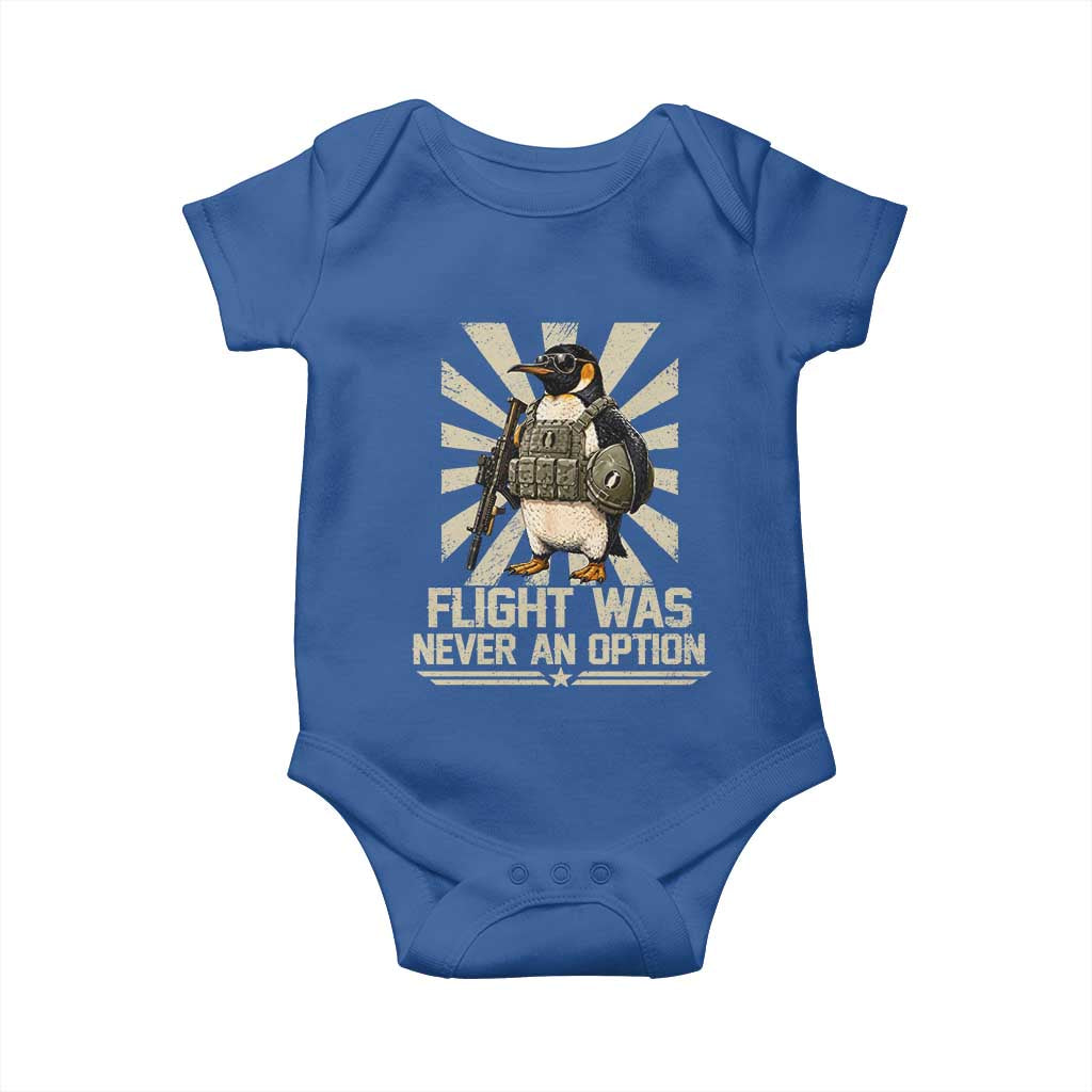Flight was Never an Option Tactical Penguin Baby Onesie Funny Bird Meme