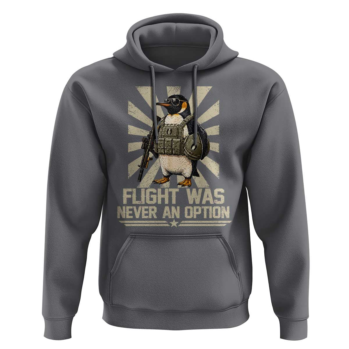 Flight was Never an Option Tactical Penguin Hoodie Funny Bird Meme