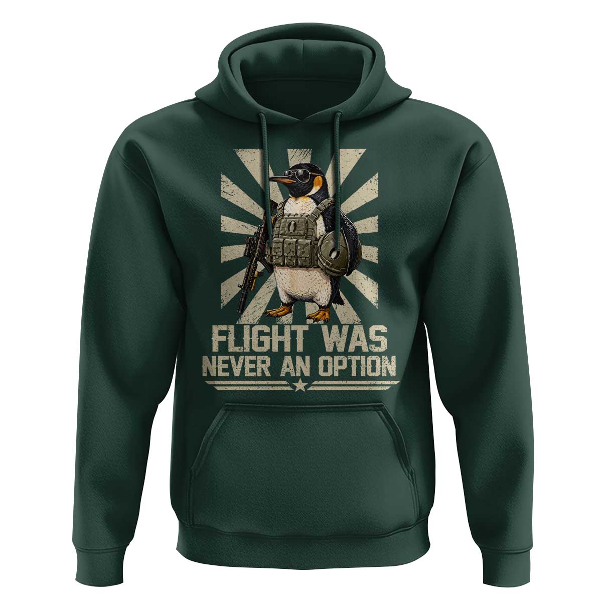 Flight was Never an Option Tactical Penguin Hoodie Funny Bird Meme