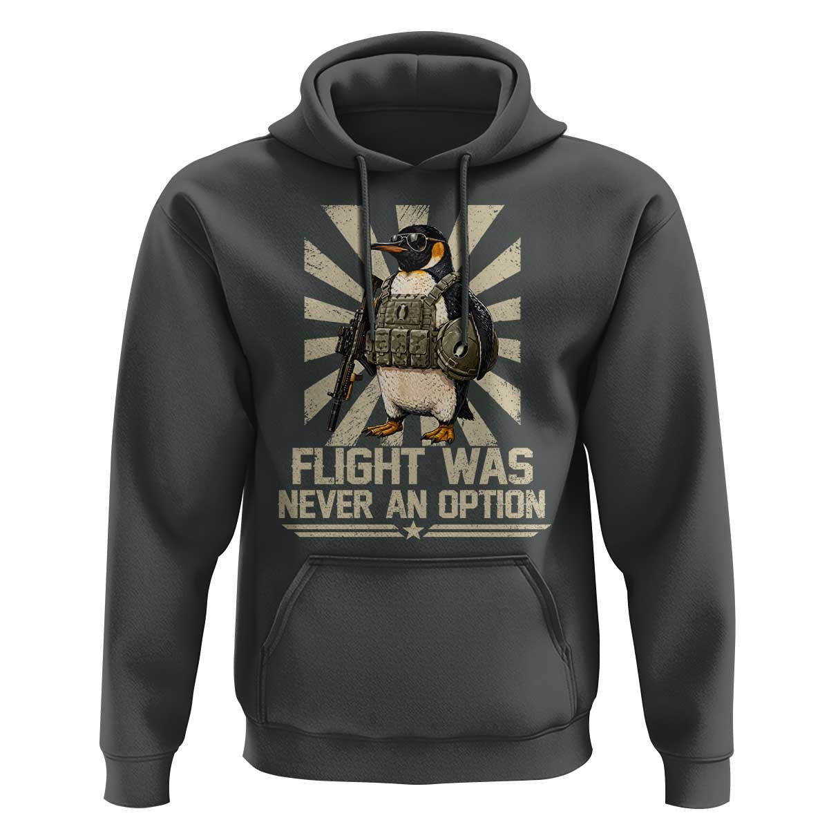 Flight was Never an Option Tactical Penguin Hoodie Funny Bird Meme