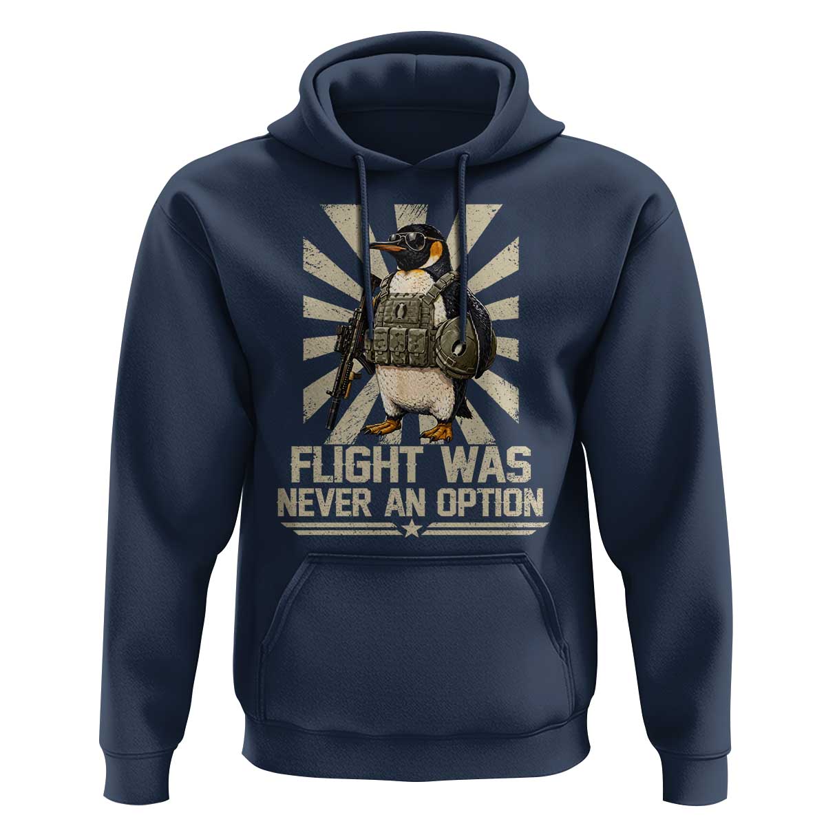 Flight was Never an Option Tactical Penguin Hoodie Funny Bird Meme