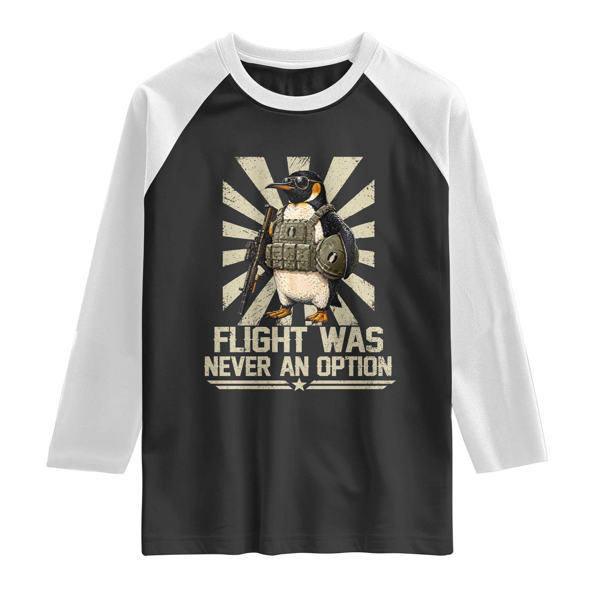 Flight was Never an Option Tactical Penguin Raglan Shirt Funny Bird Meme