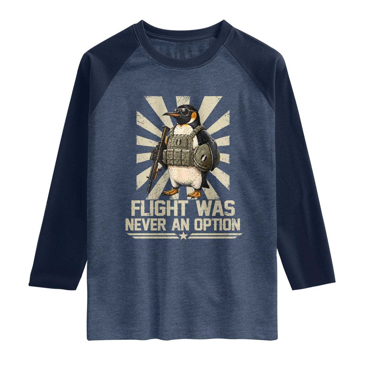 Flight was Never an Option Tactical Penguin Raglan Shirt Funny Bird Meme