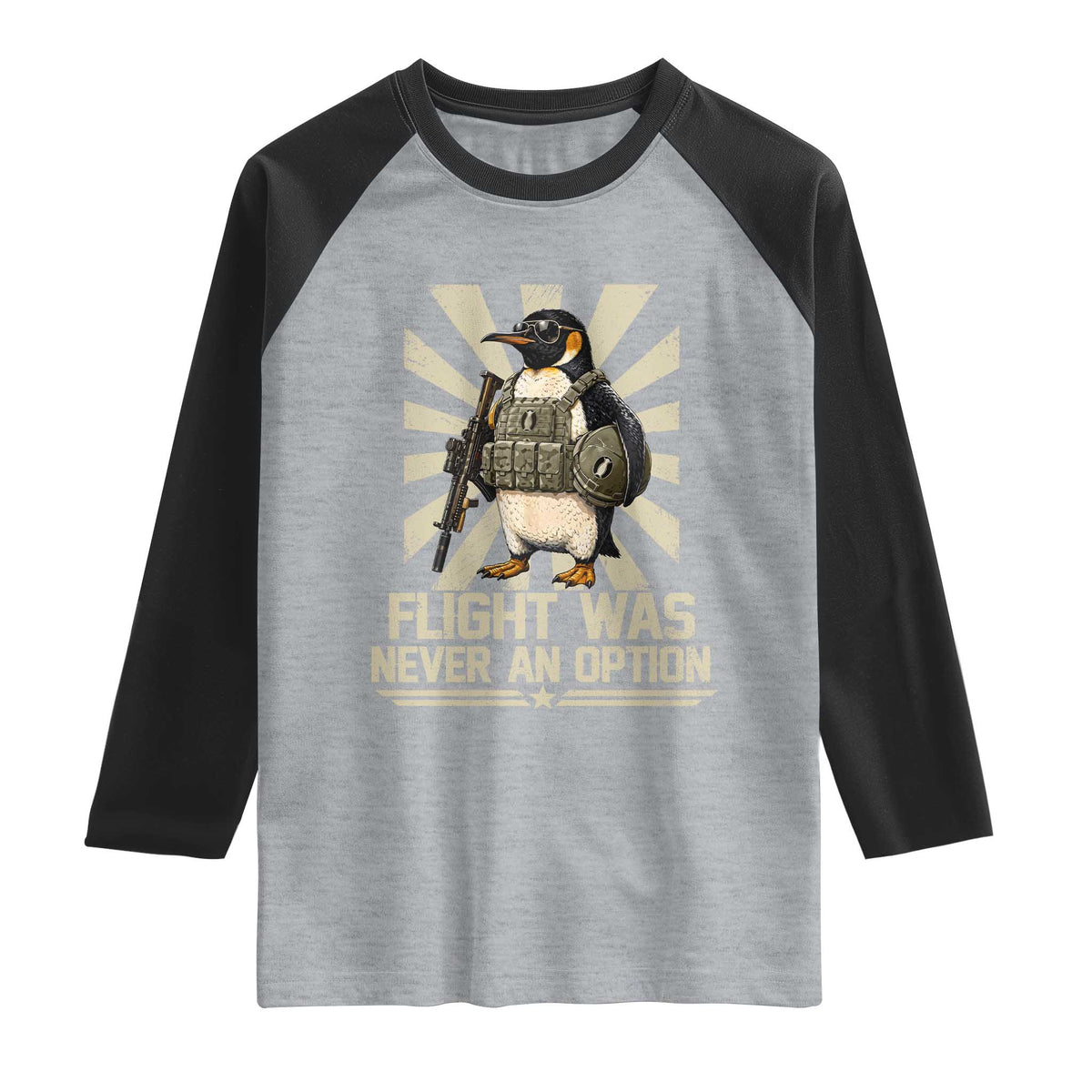 Flight was Never an Option Tactical Penguin Raglan Shirt Funny Bird Meme