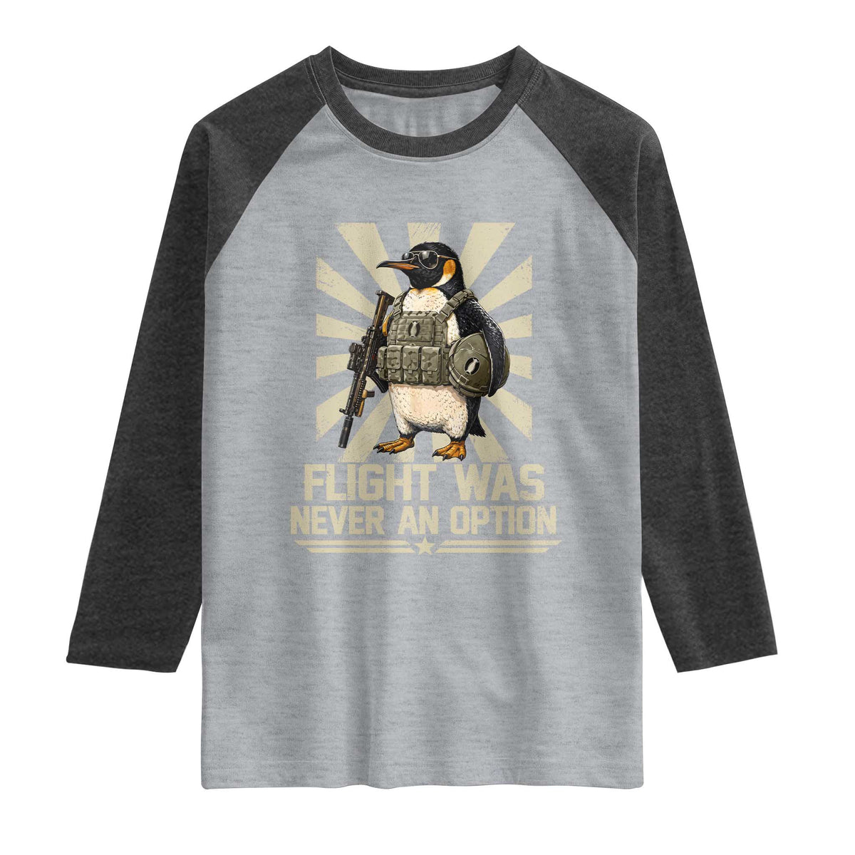 Flight was Never an Option Tactical Penguin Raglan Shirt Funny Bird Meme