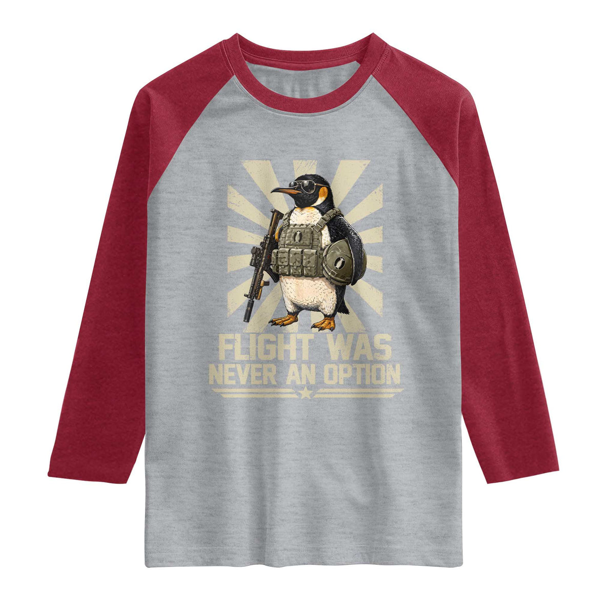 Flight was Never an Option Tactical Penguin Raglan Shirt Funny Bird Meme