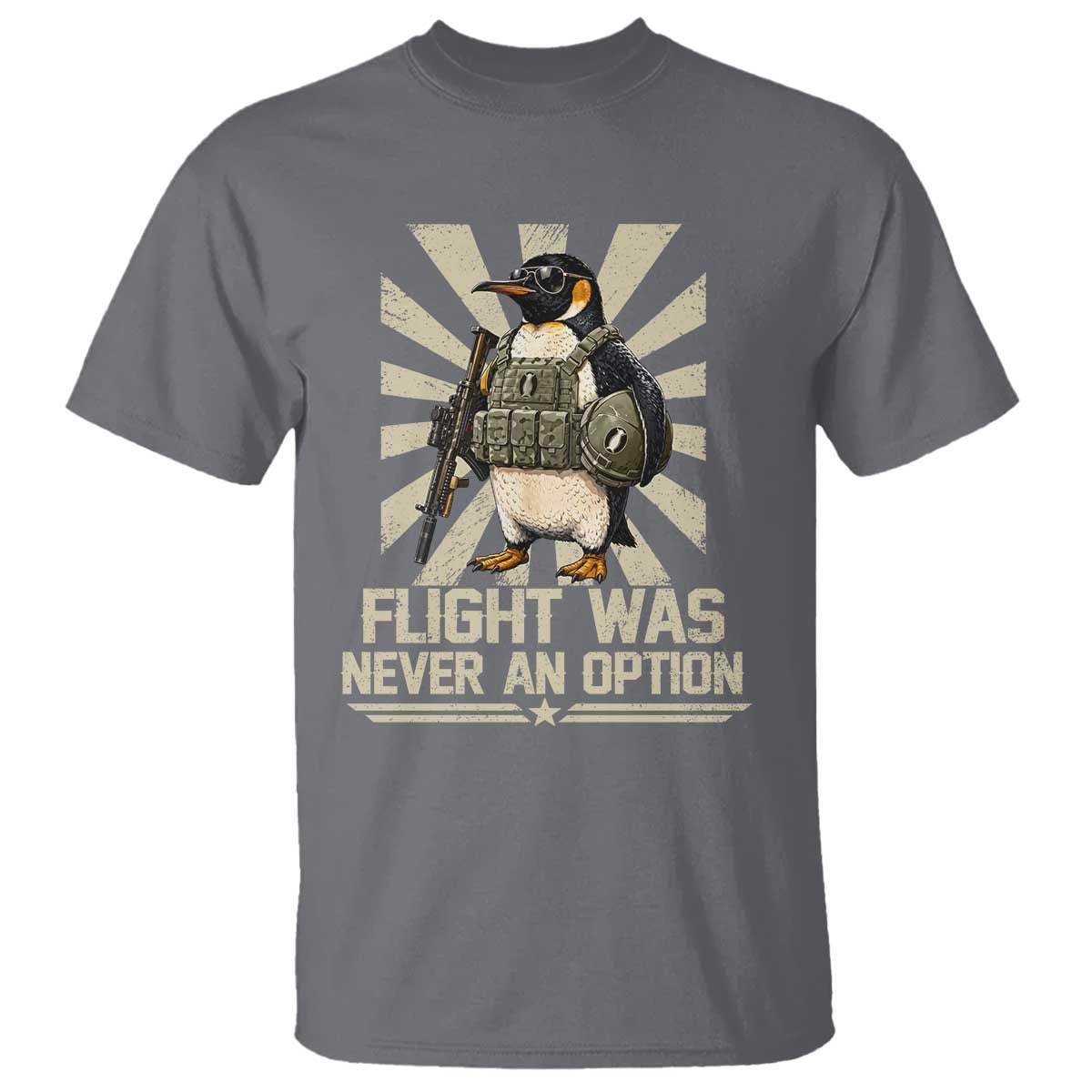 Flight was Never an Option Tactical Penguin T Shirt Funny Bird Meme
