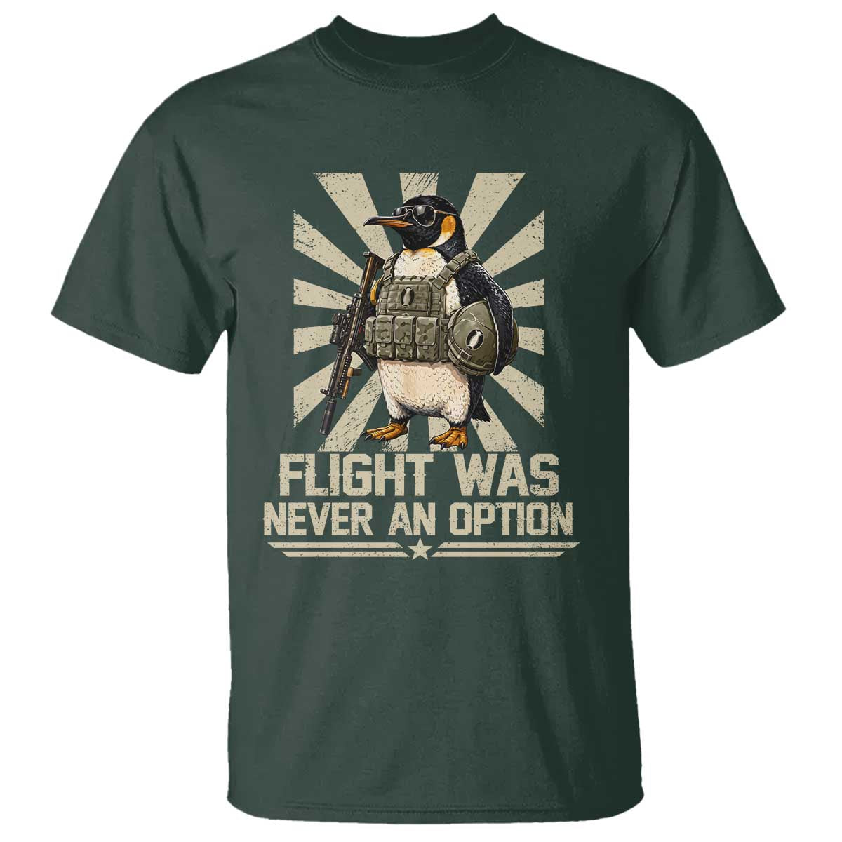 Flight was Never an Option Tactical Penguin T Shirt Funny Bird Meme