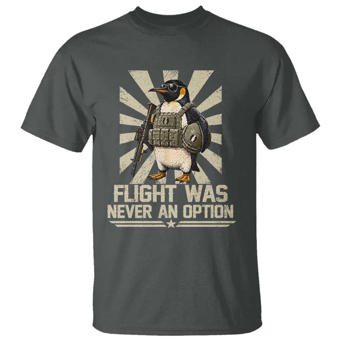 Flight was Never an Option Tactical Penguin T Shirt Funny Bird Meme