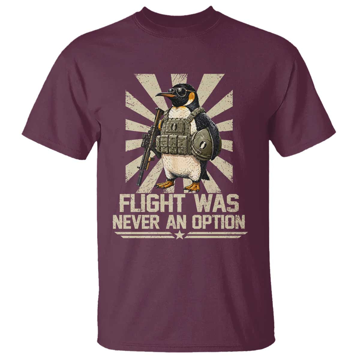Flight was Never an Option Tactical Penguin T Shirt Funny Bird Meme