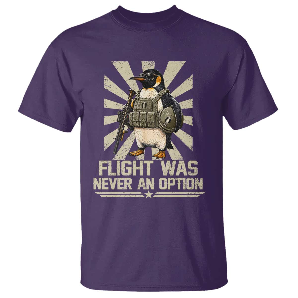 Flight was Never an Option Tactical Penguin T Shirt Funny Bird Meme