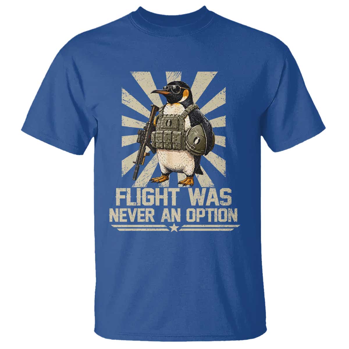 Flight was Never an Option Tactical Penguin T Shirt Funny Bird Meme