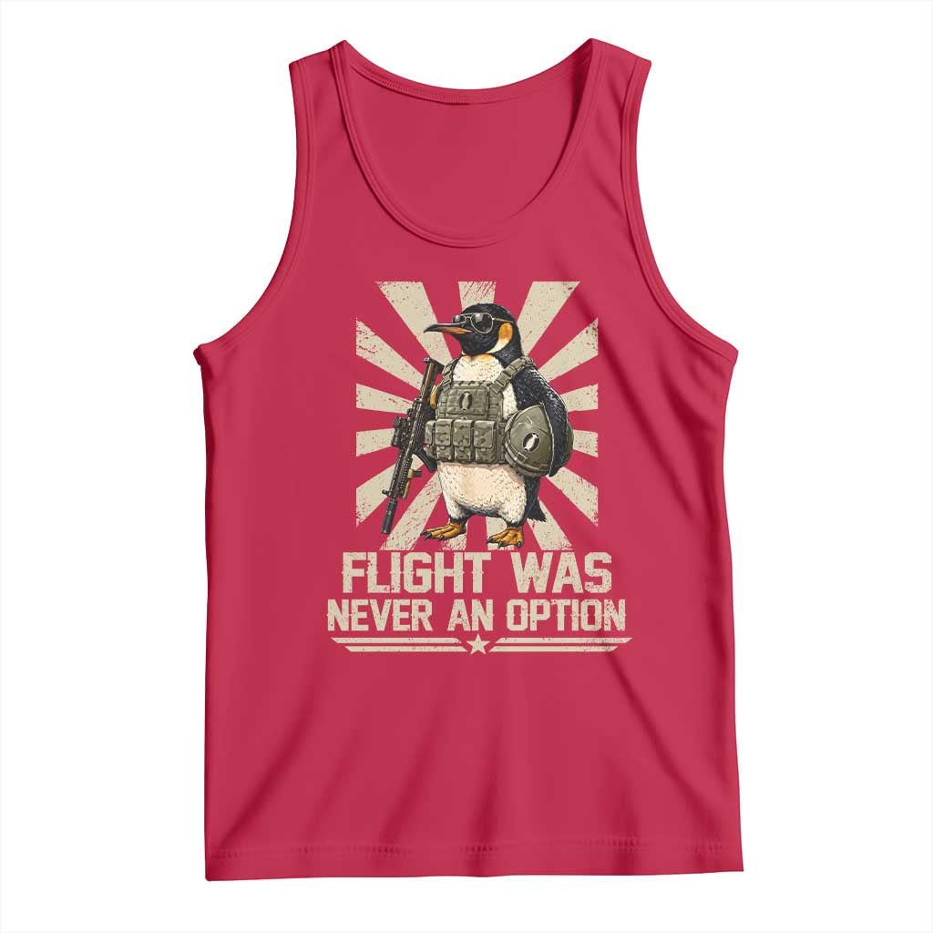 Flight was Never an Option Tactical Penguin Tank Top Funny Bird Meme
