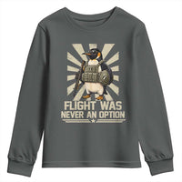 Flight was Never an Option Tactical Penguin Youth Sweatshirt Funny Bird Meme