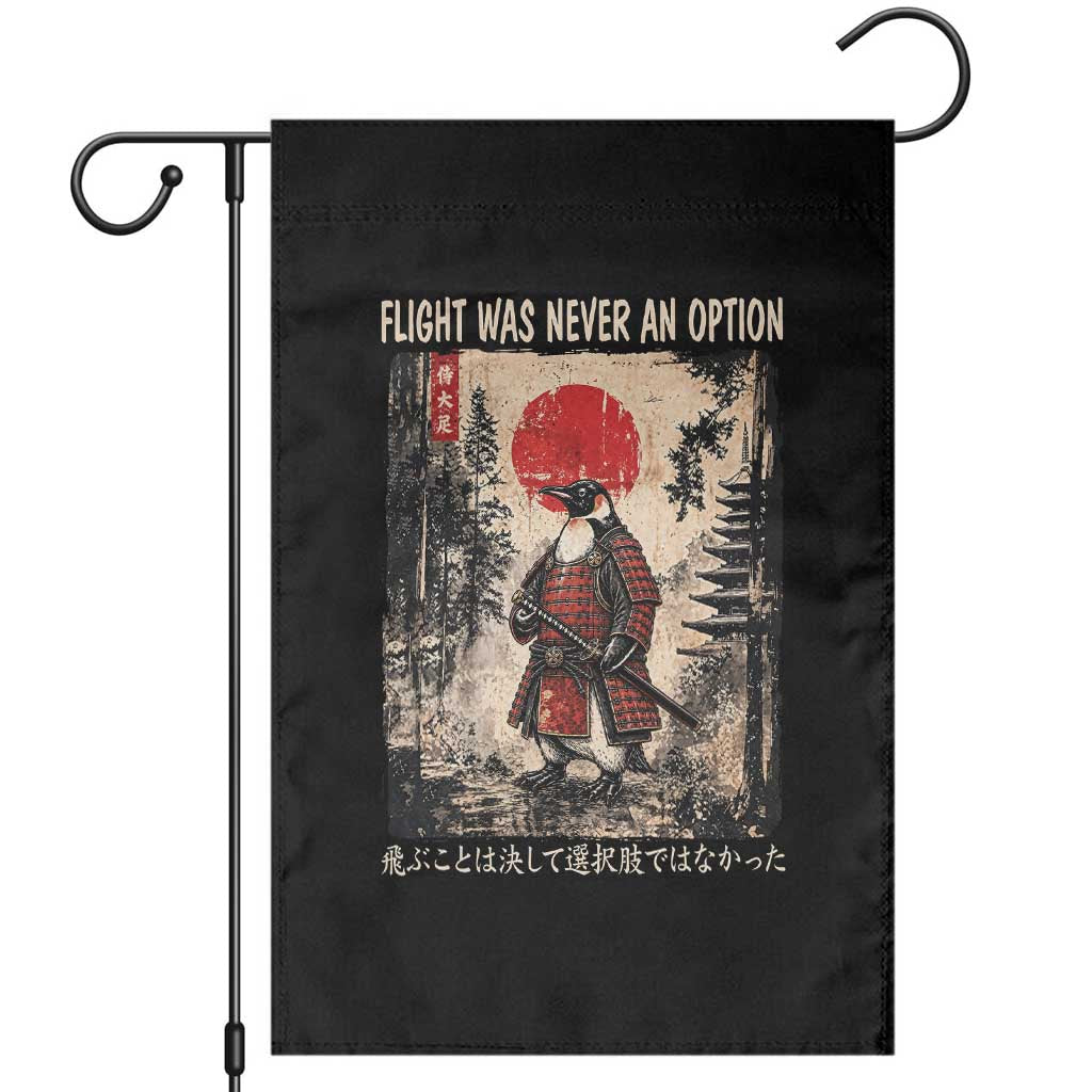 Flight was Never an Option Samurai Penguin Japanese Garden Flag Vintage Graphic Ukiyo-e Art Funny