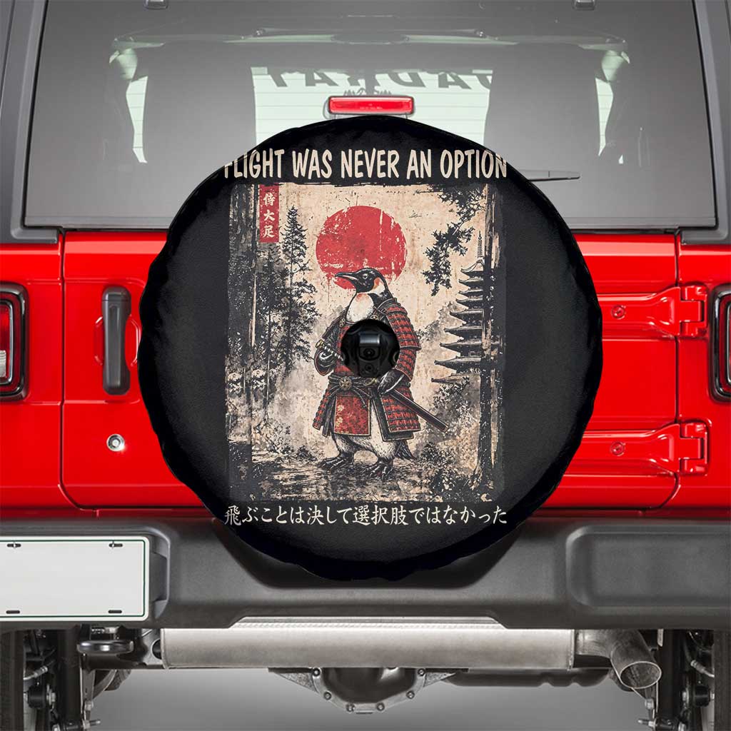 Flight was Never an Option Samurai Penguin Japanese Spare Tire Cover Vintage Graphic Ukiyo-e Art Funny
