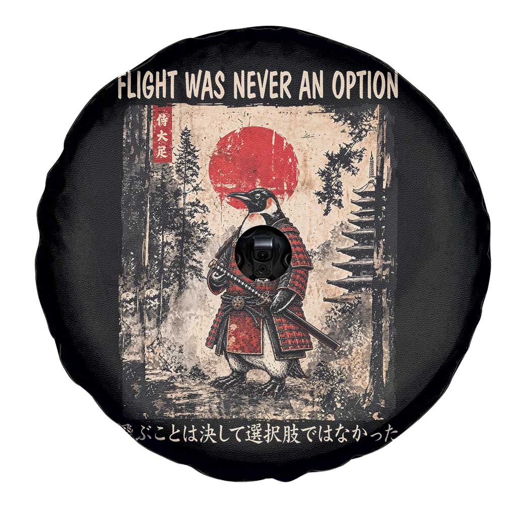 Flight was Never an Option Samurai Penguin Japanese Spare Tire Cover Vintage Graphic Ukiyo-e Art Funny