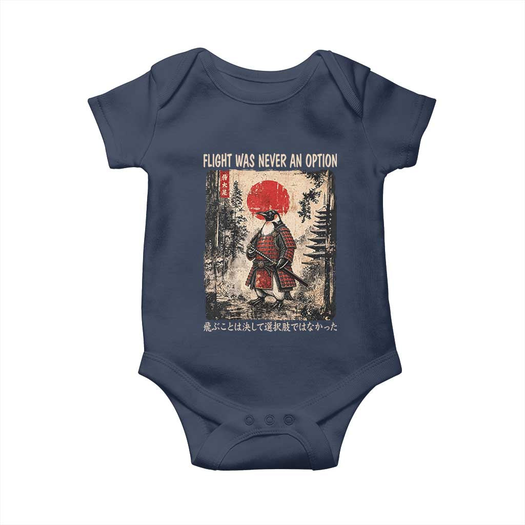 Flight was Never an Option Samurai Penguin Japanese Baby Onesie Vintage Graphic Ukiyo-e Art Funny